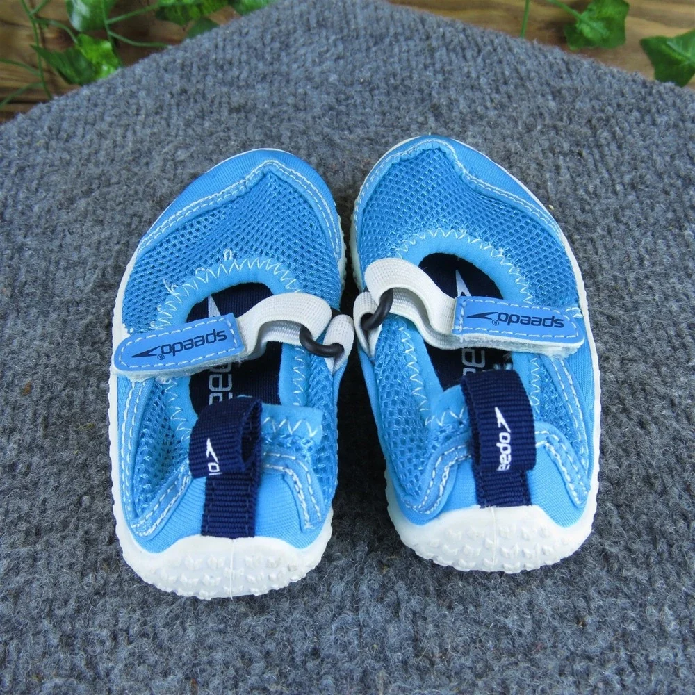 Speedo Unisex Water Flats  Sz‎ T 5-6 Medium Blue Synthetic Hook & Loop